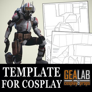 Tech Armor (Temporada 1) Pepakura - Modelos em PDF e PDO para Cosplay de Espuma (Star Wars - The Bad Batch, Série Animada) Molde, Faça Você Mesmo, Capacete