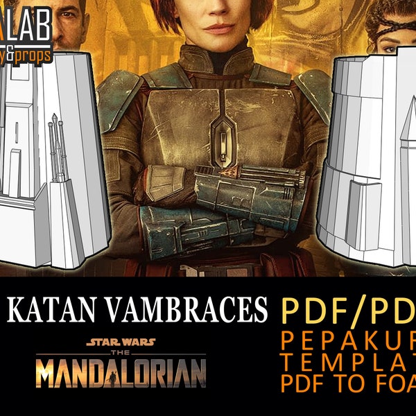 Bo Katan Vambraces Pepakura - PDF & PDO Templates for Foam Cosplay (Star Wars - The Mandalorian, Season 2) (Bracers, Female Armor)