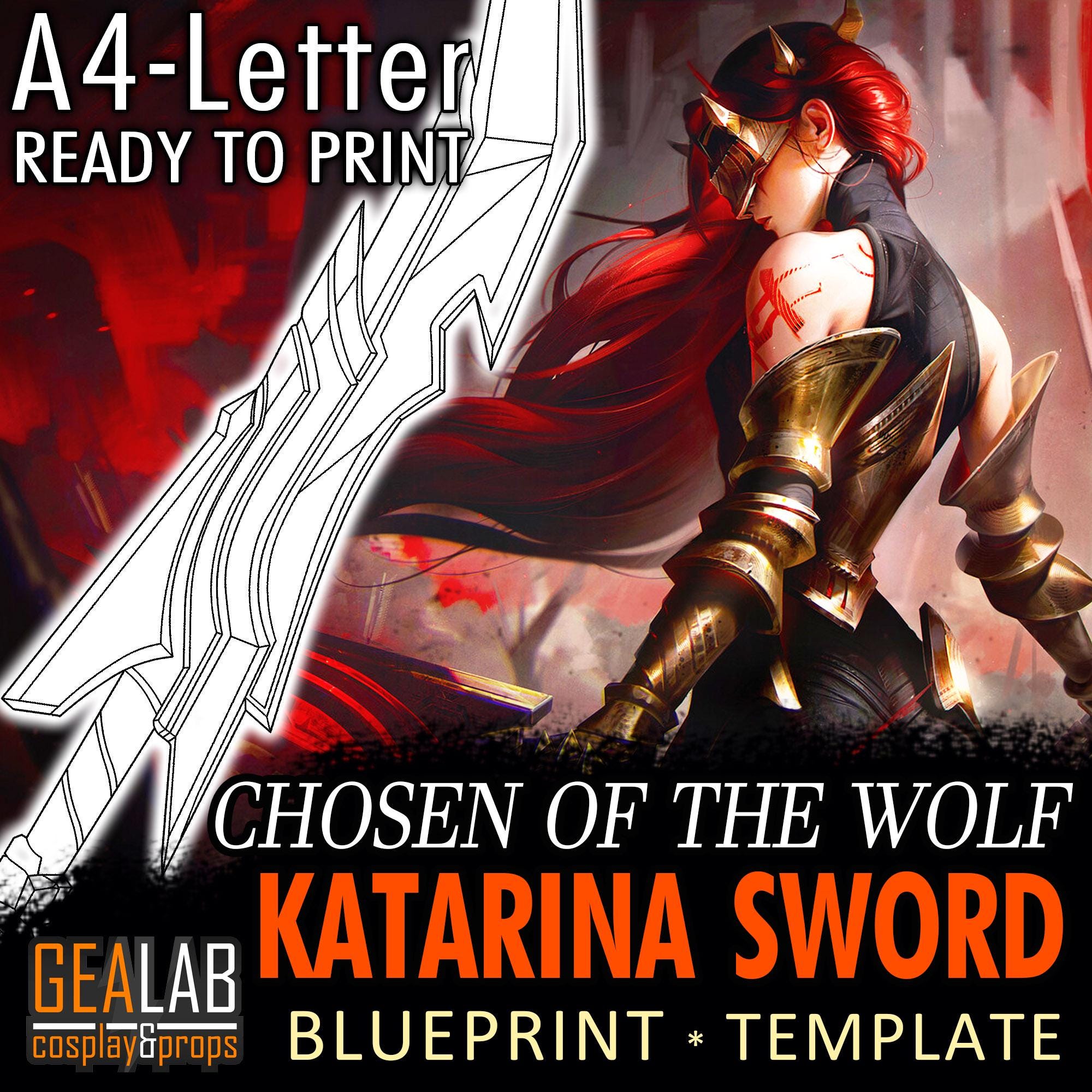 Chosen of the Wolf Katarina Sword - Blueprint Dagger for Cosplay (lol ...