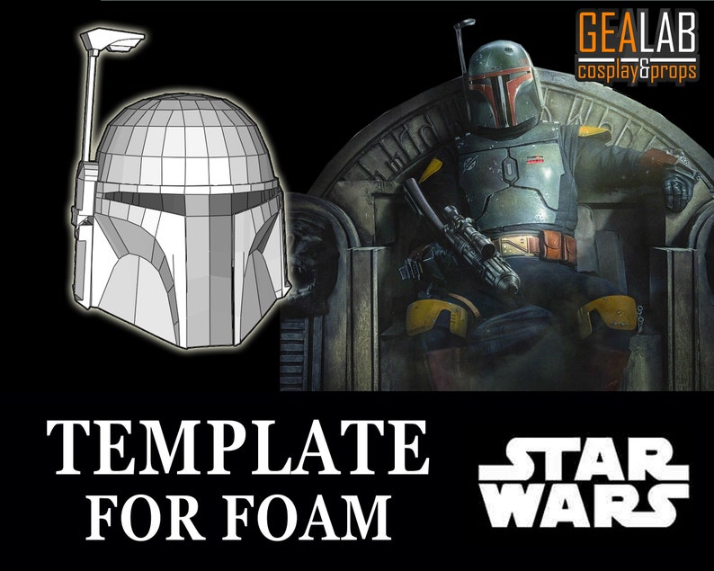 Boba Fett Helmet Pepakura PDF PDO Templates for Foam Etsy Boba Fett Helmet Pepakura PDF PDO Templates for Foam Etsy