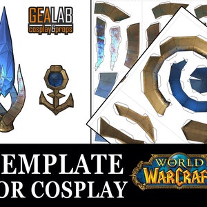 Jaina Staff: Crystal, Top and Bottom Pieces - PDF & PDO Pepakura Templates for Cosplay (WoW, World of Warcraft) Pattern, Foam, Papermache
