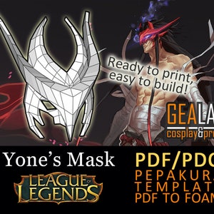 Yone Maske Pepakura - PDF & PDO Templates für Foam Cosplay (LoL League of Legends)