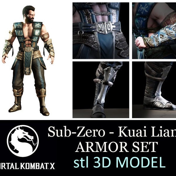 Sub-Zero, Kuai Liang Skin - Armor Set, STL 3D Model for Cosplay (Mortal Kombat X) - Bracers, Belt Buckle, Shin Guards, Shoe Covers