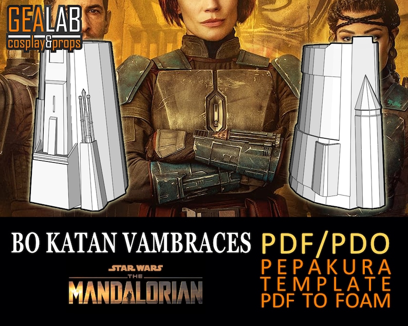 Bo Katan Bundle - PDF Pattern & Pepakura for Foam Cosplay (Star Wars - The Mandalorian) (Mandalorian Female Armor) Helmet, Jetpack, Blaster image 7