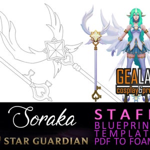 Star Guardian Soraka Staff - Pajama Guardian - Blueprint Template for Cosplay (LoL League of Legends) PDF to FOAM