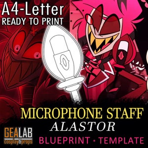 Alastor Mikrofon Stab - Bauplan Vorlage für Cosplay (Hazbin Hotel) EVA Schaum - Worbla