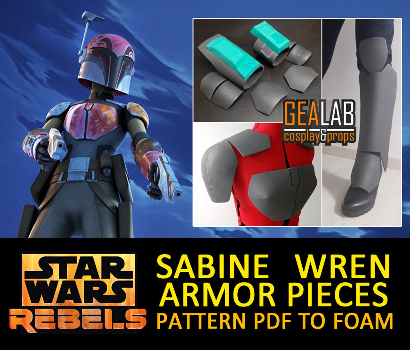 Sabine Wren Armor Pieces PDF Pattern for Foam Cosplay Star Etsy