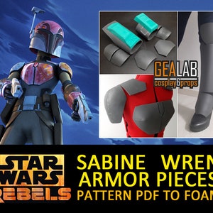 Sabine Wren Armor Pieces - PDF Pattern for Foam Cosplay (Star Wars Rebels) Mandalorian Female Armor - also for Children/Kids