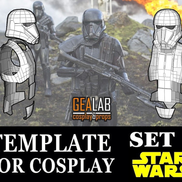 Death Trooper Set 1: Helmet & Chest Armor Pieces -  PDF and PDO Pepakura Templates for Foam Cosplay (Star Wars) Pattern, Papercraft, DIY