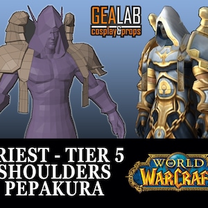 Priest Tier 5 Shoulders Pepakura - PDF & PDO Templates for Cosplay (WoW, World of Warcraft) - Wings of the Avatar, Raiment - Pattern, Foam