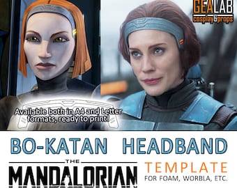Faixa de Cabeça Bo Katan - Modelo em PDF para Cosplay (Star Wars - The Mandalorian, The Clone Wars) (Espuma, Worbla) (Armadura Feminina Mandaloriana)