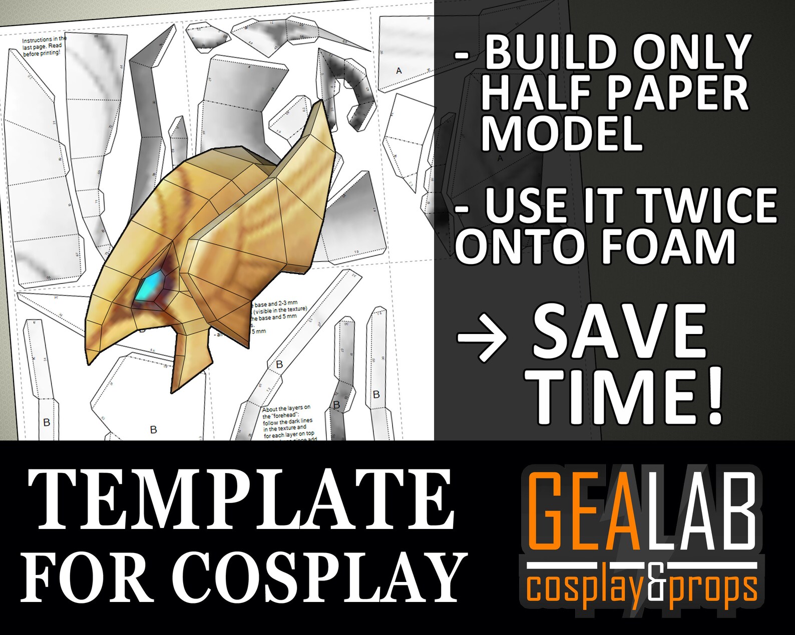 Azir Armor Pieces Pepakura - PDF & PDO Foam Templates for Cosplay (lol ...