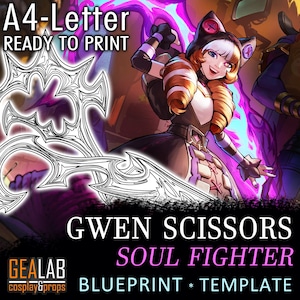 Soul Fighter Gwen Scissors - Blueprint Template for Cosplay (LoL League of Legends) PDF to FOAM