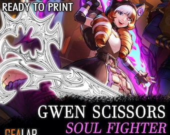 Soul Fighter Gwen Scissors - Blueprint Template for Cosplay (LoL League of Legends) PDF to FOAM
