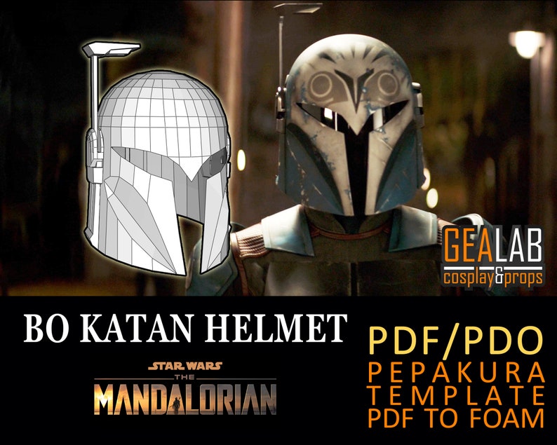 Bo Katan Bundle - PDF Pattern & Pepakura for Foam Cosplay (Star Wars - The Mandalorian) (Mandalorian Female Armor) Helmet, Jetpack, Blaster image 5