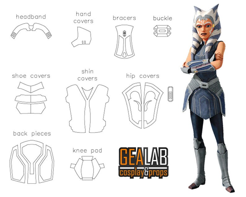 Ahsoka Tano Armor Pieces PDF Pattern for Foam Cosplay star Etsy Australia