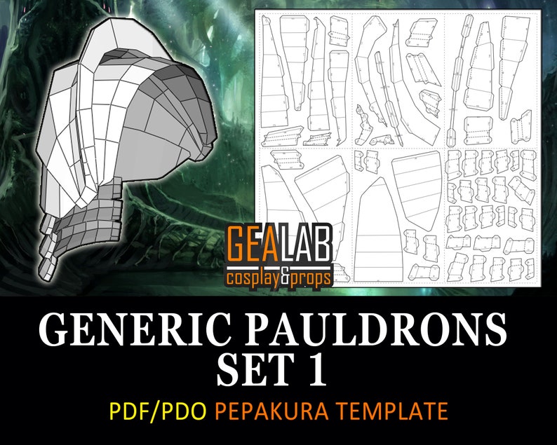 Generic Pauldron Generic Pauldrons Set 1, Pepakura - PDF & PDO Templates for Cosplay ...