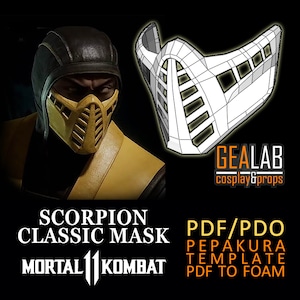 Scorpion Classic Mask Pepakura - PDF & PDO Templates for Foam Cosplay (Mortal Kombat 11, MK2)