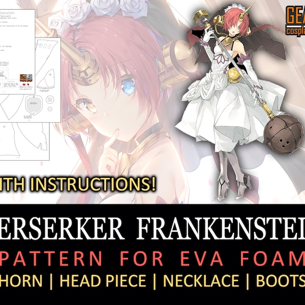 Frankenstein Pattern for Foam Cosplay (Fate/Grand Order | Fate/Apocrypha) horn - head piece - necklace - boots covers | Kuro no Berserker