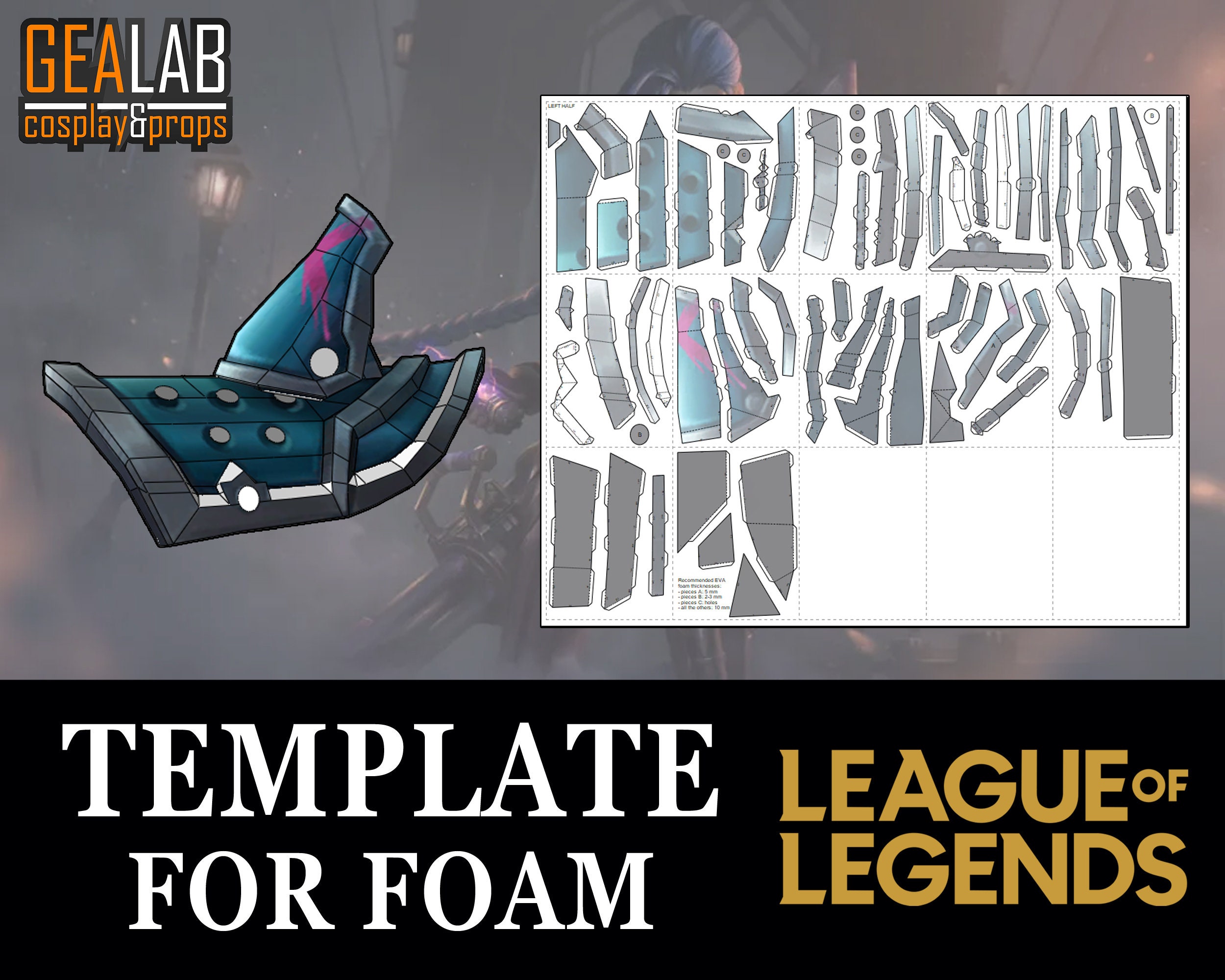 Arcane Jinx Fishbones Pepakura PDF & PDO Foam Templates for Etsy UK