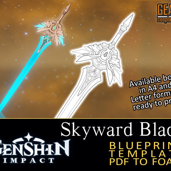 Skyward Blade - Blueprint Template for Cosplay (Genshin Impact) (PDF to FOAM)