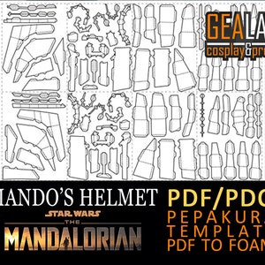 Mando Helmet Pepakura - PDF & PDO Templates for Foam Cosplay (Star Wars - The Mandalorian) (Mandalorian Armor) image 2