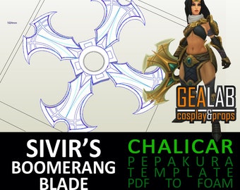 Hoja bumerán Sivir Chalicar - Plantillas PDF y PDO para cosplay de espuma, Pepakura (LoL League of Legends)