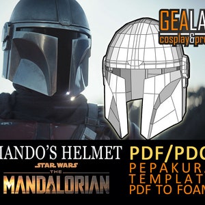 Mando Helmet Pepakura - PDF & PDO Templates for Foam Cosplay (Star Wars - The Mandalorian) (Mandalorian Armor)