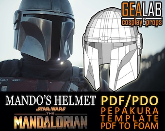 Mando Helmet Pepakura - PDF & PDO Templates for Foam Cosplay (Star Wars - The Mandalorian) (Mandalorian Armor)