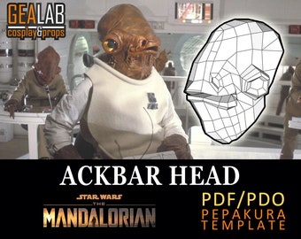 Almirante Ackbar Head Pepakura - Plantillas PDF y PDO para Foam Cosplay (Star Wars)