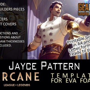 Arcane Jayce Pattern - PDF Foam Templates for Cosplay (Lol, League of Legends) Shoulders, Bracers, Belt, Boot Covers