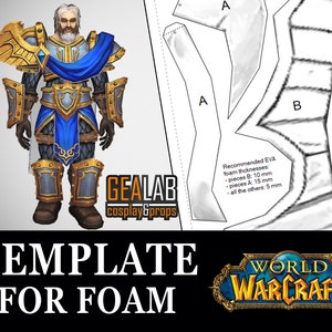 Uther Lightbringer Armor Pieces Pepakura - PDF & PDO Foam Templates for Cosplay (Wow, World of Warcraft - Shadowlands) Pattern, DIY