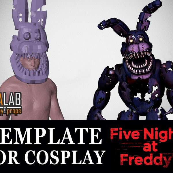 Nightmare Bonnie Wearable Head - PDF/PDO Foam Templates for Cosplay (FNaF, Five Nights at Freddy's) Pattern, Papercraft, DIY, Halloween