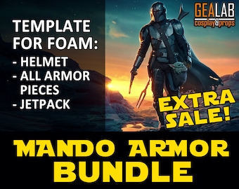 Mando Beskar Armor Bundle - PDF/PDO Pepakura for Foam Cosplay - Helmet, Armor, Jetpack (Star Wars - The Mandalorian) Mandalorian Male Armor