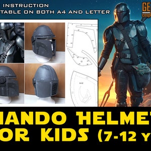 Mando Helmet Pattern for Kids 7-12 yo - PDF Pattern for Foam Worbla - Star Wars The Mandalorian Cosplay - Mandalorian Armor Child Halloween