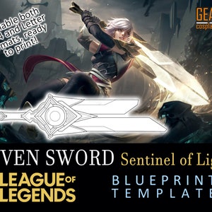 Riven Sword - LoL Sentinels of Light - Blueprint for Cosplay (League of Legends) PDF template for EVA foam - Worbla