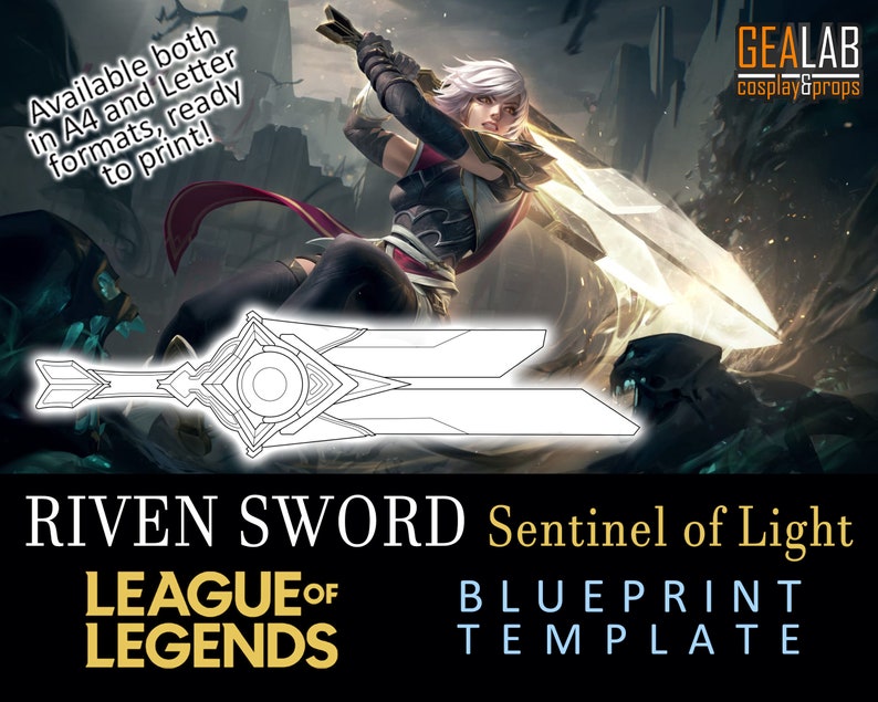 Riven Sword - Lol Sentinels of Light - Blueprint for Cosplay (league of ...