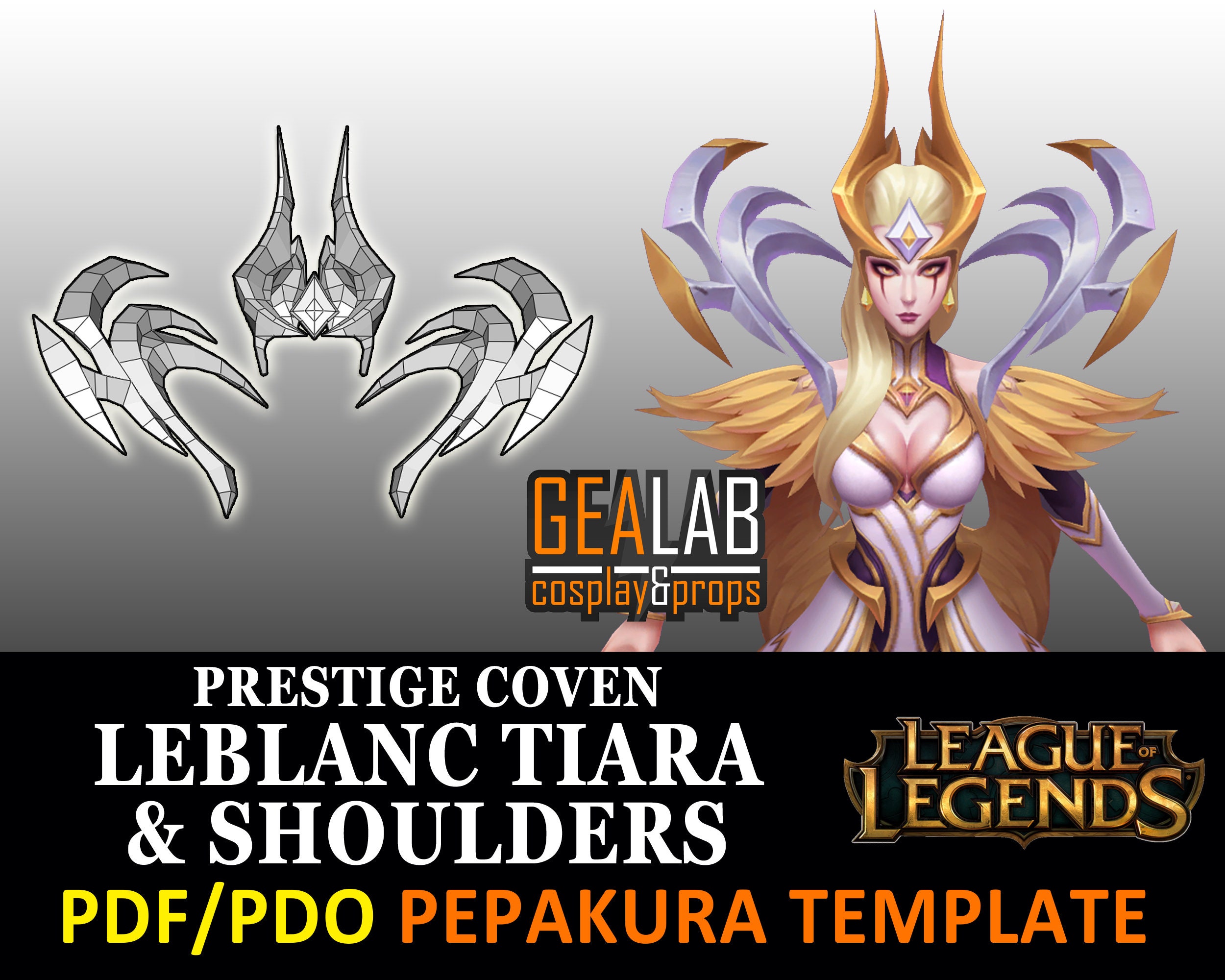 Prestige Coven Leblanc Tiara & Shoulders Pepakura PDF and - Etsy