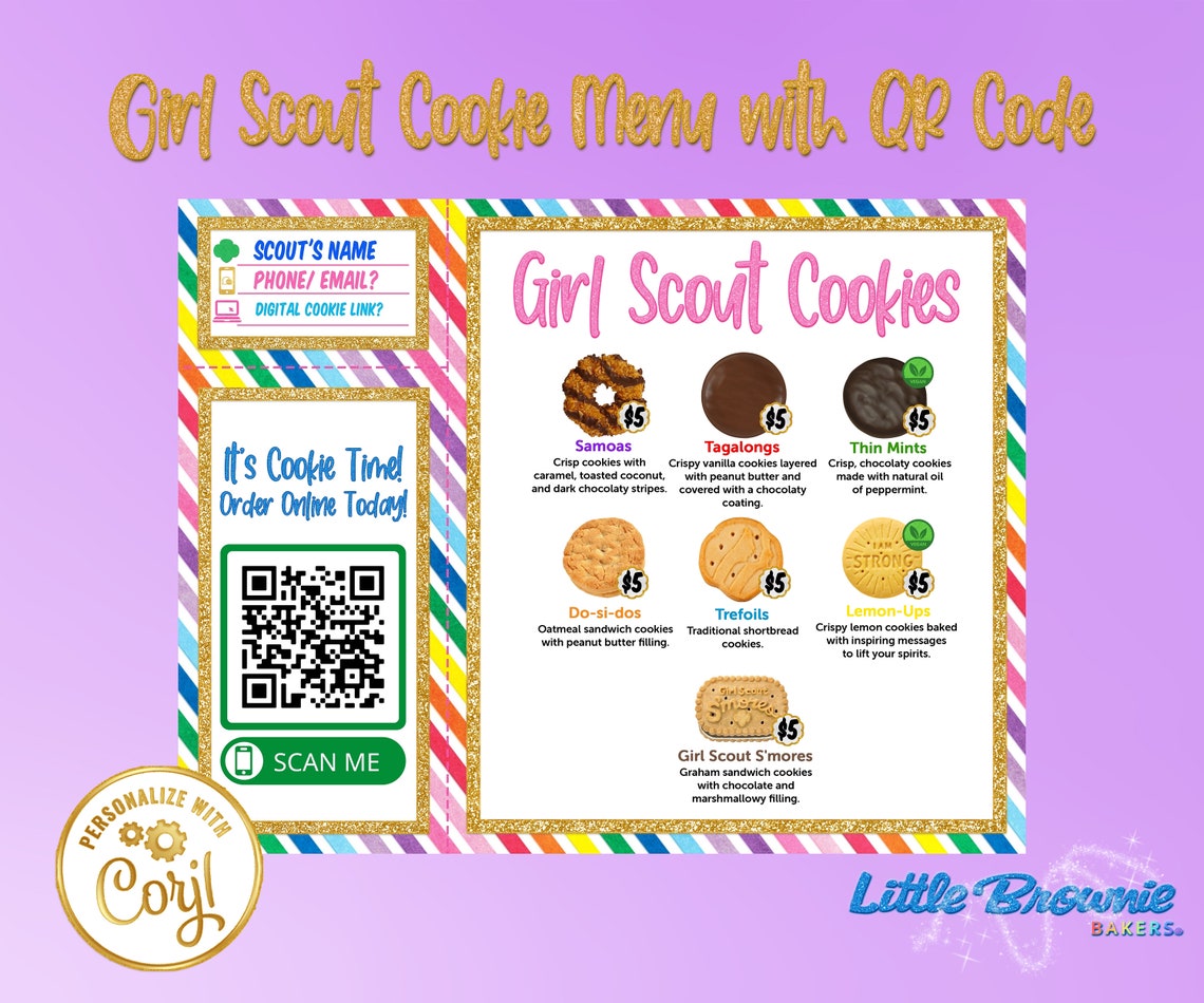2021 LBB Girl Scout Cookie Menu with QR Code and Contact Card Etsy