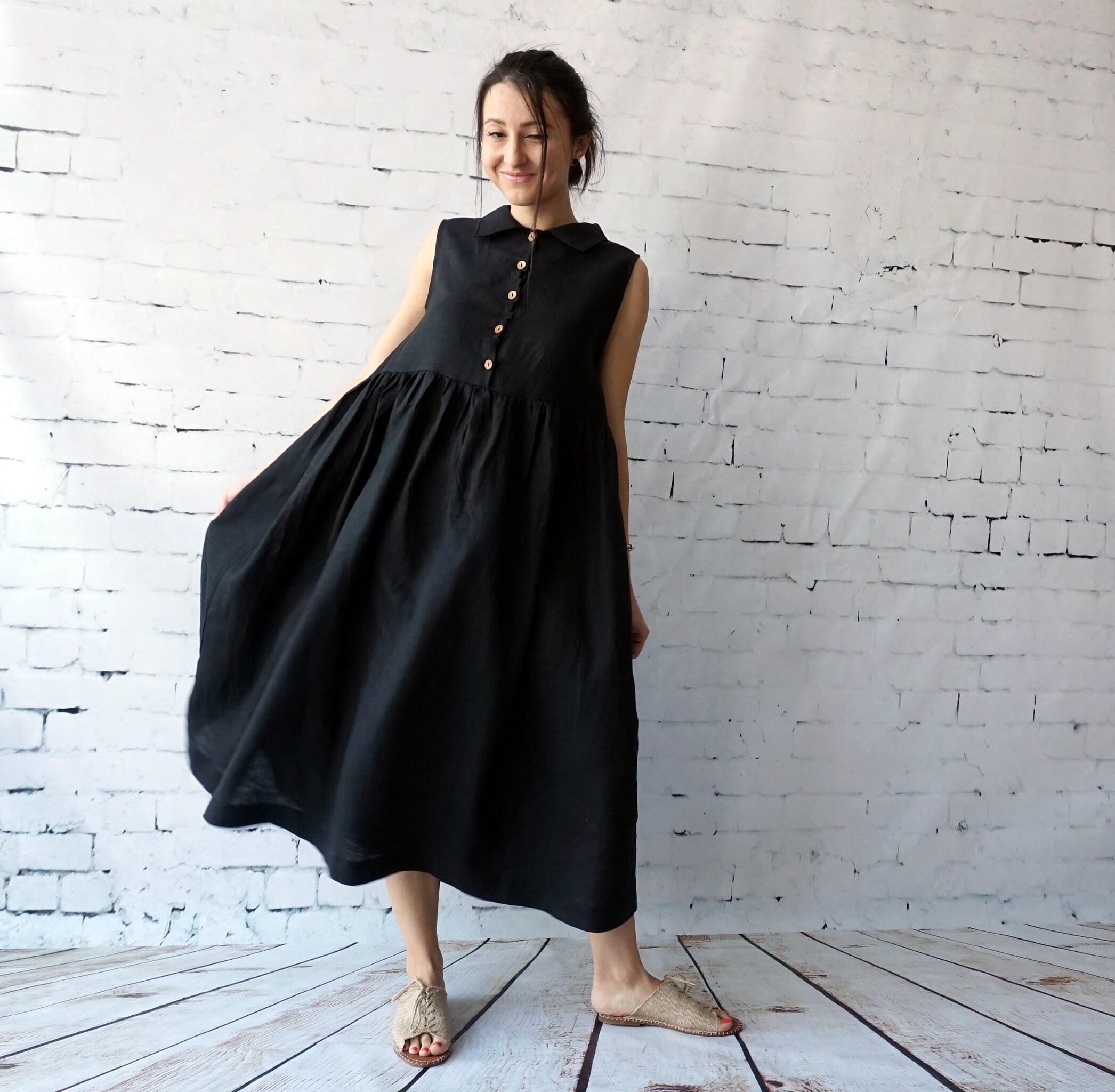 knee length dresses for ladies Short Sleeve Gingham Linen Maxi Dress — MAMA-2 – not PERFECT LINEN