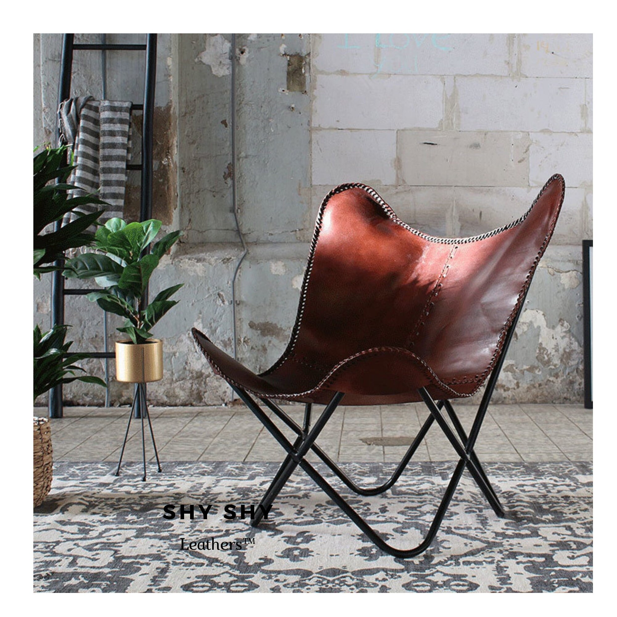 LEATHER BUTTERFLY CHAIR Living Room Leather Butterfly Chair Etsy