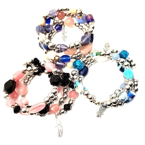Beaded Bracelets, Memory Wire Bracelets, Coil Bracelet, Warp Bracelets, Handmade Bracelets, Cuff Bracelets, Beaded Memory Wire Bracelets,