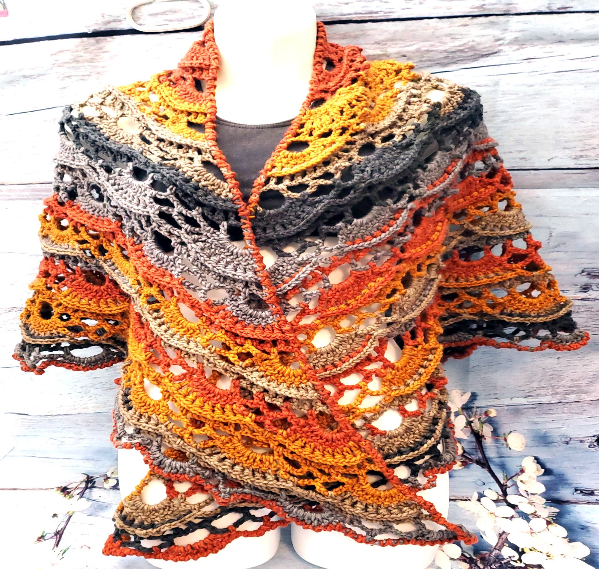Shawl, Multi-colored Crocheted