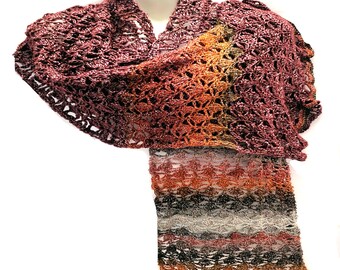 Handmade Multicolor Crocheted Shawl: Silky Soft Acrylic Shoulder Wrap