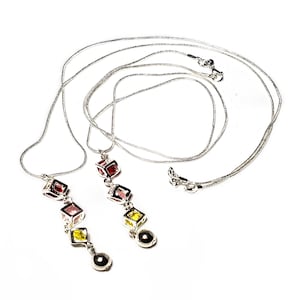 Sterling Silver Necklace and Pendant with Crystals, Silver Chain and Pendant, Silver Necklace, Silver Cage Pendant with Crystals, Jewelry,