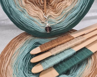 Gradient Yarn Cake, 50/50 Cotton Acrylic Ombre, "OAK" Knitting Crochet