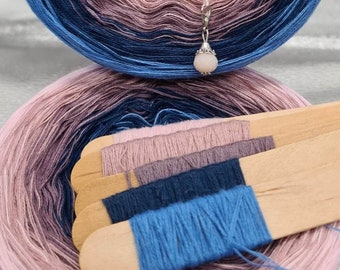 Gradient Yarn Cake, 50/50 cotton acrylic, "PIXIE", crochet/knitting yarn, ombre yarn, shawl yarn, mandala gradient yarn
