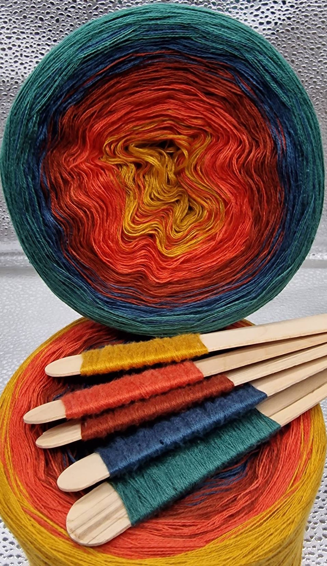 Gradient Yarn Cake, 50/50 Cotton Acrylic vasia, Crochet/knitting Yarn