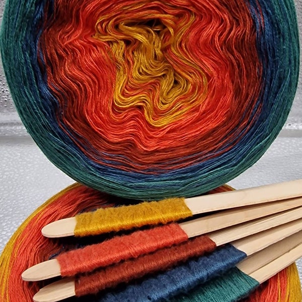 Gradient Yarn Cake, 50/50 cotton acrylic "VASIA", crochet/knitting yarn, ombre yarn, shawl yarn, mandala gradient yarn