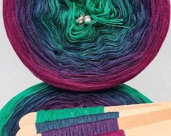 Farbverlaufs-Garntorte, 50/50 Baumwoll-Acryl, Häkel-/Strickgarn „EMERALD“, Ombre-Garn, Schalgarn, Mandala-Farbverlaufsgarn